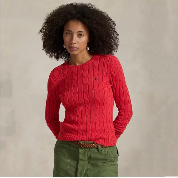 Polo Ralph Lauren Cable-Knit Cotton Crewneck Sweater - Picture 1 of 7